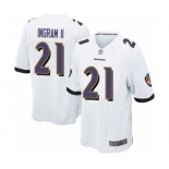 Men's Baltimore Ravens #21 Mark Ingram II Game White Football Jersey