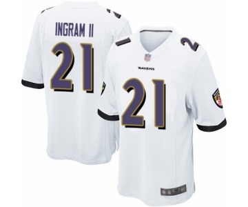 Men's Baltimore Ravens #21 Mark Ingram II Game White Football Jersey