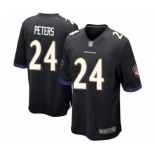 Men's Baltimore Ravens #24 Marcus Peters Game Black Alternate Football Jersey