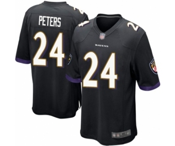 Men's Baltimore Ravens #24 Marcus Peters Game Black Alternate Football Jersey