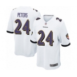 Men's Baltimore Ravens #24 Marcus Peters Game White Football Jersey