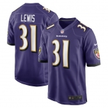 Men's Baltimore Ravens #31 Lewis Game Purple 2024 New Football Jersey