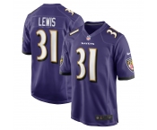 Men's Baltimore Ravens #31 Lewis Game Purple 2024 New Football Jersey