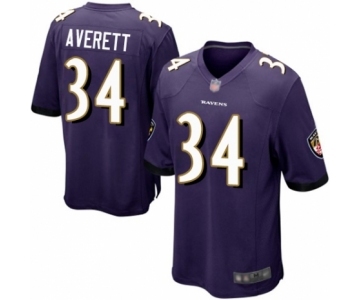 Men's Baltimore Ravens #34 Anthony Averett Game Purple Team Color Football Jersey