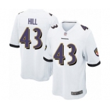 Men's Baltimore Ravens #43 Justice Hill Game White Football Jersey