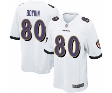 Men's Baltimore Ravens #80 Miles Boykin Game White Football Jersey