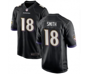 Men's Nike #18 Roquan Smith Black Baltimore Ravens Game Player Jersey