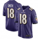 Men's Nike #18 Roquan Smith Purple Baltimore Ravens Game Player Jersey