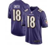 Men's Nike #18 Roquan Smith Purple Baltimore Ravens Game Player Jersey