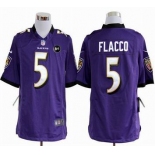 nike nfl jerseys baltimore ravens #5 flacco purple[game Art Patch]