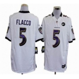 nike nfl jerseys baltimore ravens #5 flacco white[game Art Patch]