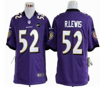 nike nfl jerseys baltimore ravens #52 r.lewis purple[game Art Patch]