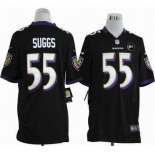 nike nfl jerseys baltimore ravens #55 suggs black[game Art Patch]