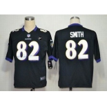 nike nfl jerseys baltimore ravens #82 smith black[game Art Patch]