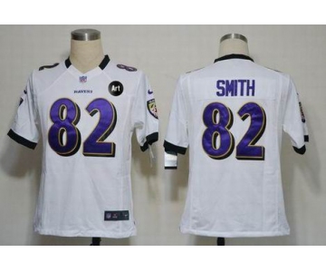 nike nfl jerseys baltimore ravens #82 smith white[game Art Patch]