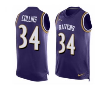 Men Nike Baltimore Ravens #34 Alex Collins Elite Purple Player Name & Number Tank Top NFL Jersey