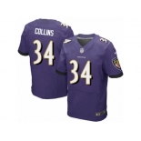 Men Nike Baltimore Ravens #34 Alex Collins Elite Purple Team Color NFL Jersey