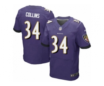 Men Nike Baltimore Ravens #34 Alex Collins Elite Purple Team Color NFL Jersey