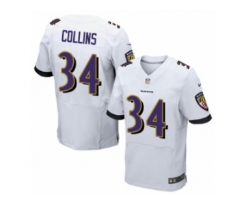 Men Nike Baltimore Ravens #34 Alex Collins Elite White NFL Jersey