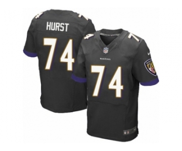 Men Nike Baltimore Ravens #74 James Hurst Elite Black Alternate NFL Jersey