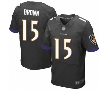 Men's Baltimore Ravens #15 Marquise Brown Elite Black Alternate Football Jersey