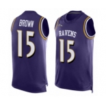 Men's Baltimore Ravens #15 Marquise Brown Elite Purple Player Name & Number Tank Top Football Jersey