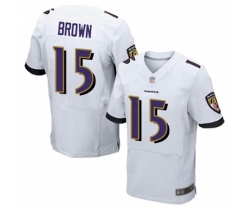 Men's Baltimore Ravens #15 Marquise Brown Elite White Football Jersey