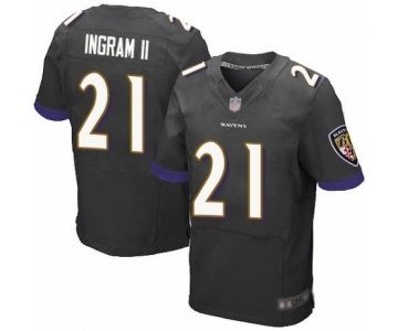 Men's Baltimore Ravens #21 Mark Ingram II Elite Black Alternate Football Jersey