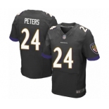 Men's Baltimore Ravens #24 Marcus Peters Elite Black Alternate Football Jersey