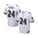 Men's Baltimore Ravens #24 Marcus Peters Elite White Football Jersey