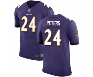 Men's Baltimore Ravens #24 Marcus Peters Purple Team Color Vapor Untouchable Elite Player Football Jersey