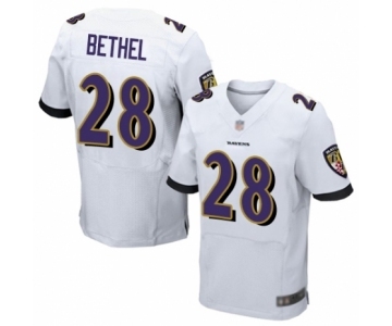 Men's Baltimore Ravens #28 Justin Bethel Elite White Football Jersey