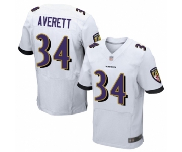 Men's Baltimore Ravens #34 Anthony Averett Elite White Football Jersey