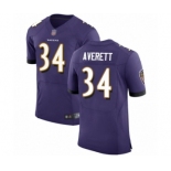 Men's Baltimore Ravens #34 Anthony Averett Purple Team Color Vapor Untouchable Elite Player Football Jersey