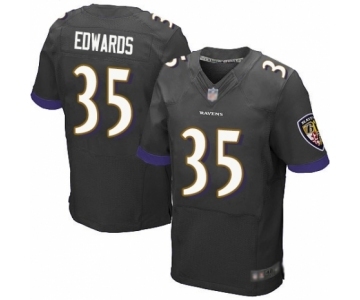 Men's Baltimore Ravens #35 Gus Edwards Elite Black Alternate Football Jersey