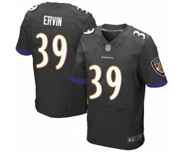 Men's Baltimore Ravens #39 Tyler Ervin Elite Black Alternate Football Jersey