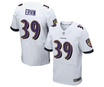 Men's Baltimore Ravens #39 Tyler Ervin Elite White Football Jersey