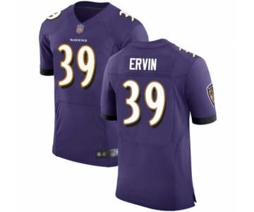 Men's Baltimore Ravens #39 Tyler Ervin Purple Team Color Vapor Untouchable Elite Player Football Jersey