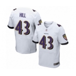 Men's Baltimore Ravens #43 Justice Hill Elite White Football Jersey