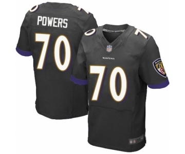 Men's Baltimore Ravens #70 Ben Powers Elite Black Alternate Football Jersey