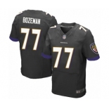 Men's Baltimore Ravens #77 Bradley Bozeman Elite Black Alternate Football Jersey