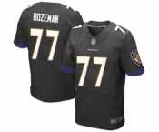 Men's Baltimore Ravens #77 Bradley Bozeman Elite Black Alternate Football Jersey