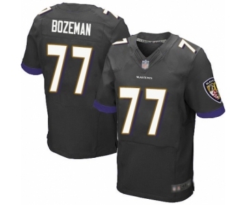 Men's Baltimore Ravens #77 Bradley Bozeman Elite Black Alternate Football Jersey