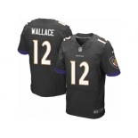 Men's Nike Baltimore Ravens #12 Mike Wallace Elite Black Alternate NFL Jersey