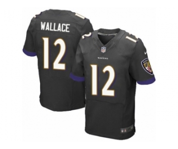 Men's Nike Baltimore Ravens #12 Mike Wallace Elite Black Alternate NFL Jersey