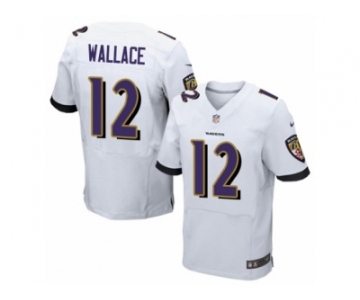 Men's Nike Baltimore Ravens #12 Mike Wallace Elite White NFL Jersey