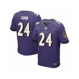 Men's Nike Baltimore Ravens #24 Brandon Carr Elite Purple Team Color NFL Jersey