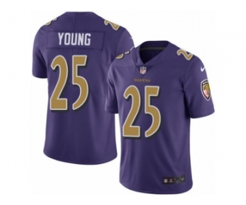 Men's Nike Baltimore Ravens #25 Tavon Young Elite Purple Rush NFL Jersey