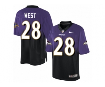 Men's Nike Baltimore Ravens #28 Terrance West Elite Purple Black Fadeaway NFL Jersey