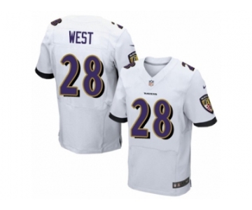 Men's Nike Baltimore Ravens #28 Terrance West Elite White NFL Jersey